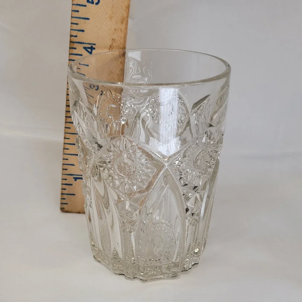 Cut Pattern‎ Glass Tumbler Juice Glass Cup Drinkware MCM Hollywood Regency Vtg